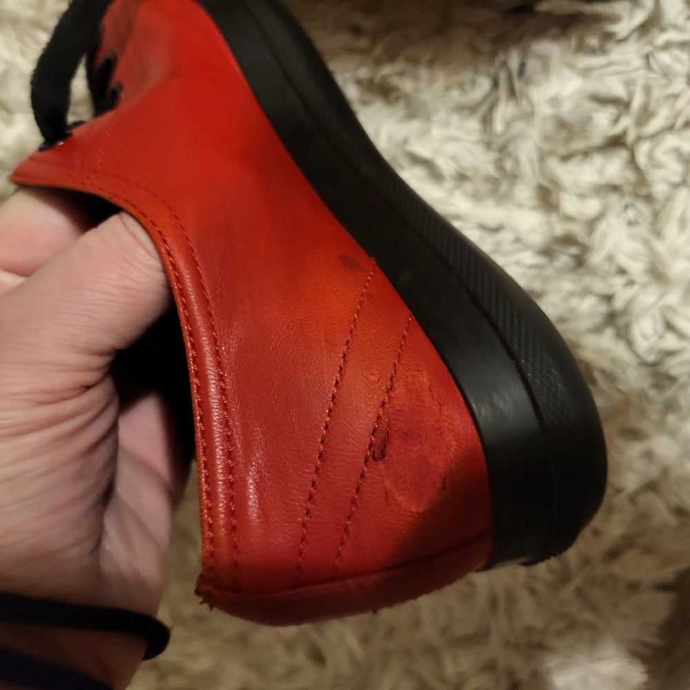 100% AUTHENTIC VIBRANT RED PRADA LEATHER SNEAKERS TRAINERS UNISEX ADULTS KIDS - Picture 14 of 16